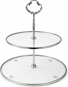 Patera Üveg 2 szintes Vera Ezüst tortadísz 25cm