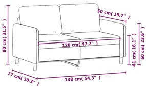 vidaXL kétszemélyes sárga bársony kanapé 120 cm