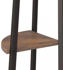 4 szintes sötétbarna és fekete sarokpolc 45,5 x 31,5 x 150 cm