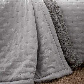 Szürke sherpa steppelt ágytakaró 220x230 cm Cosy Nori – Catherine Lansfield