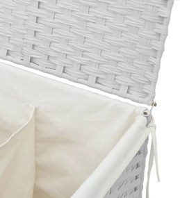 fehér polyrattan szennyeskosár 2 rekesszel 53x33x57 cm