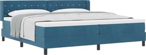 vidaXL Boxrugós ágy matracmal Sötét kék 200 x 200 cm Poliészter