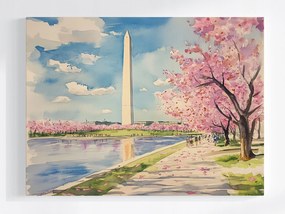 Canvas Vászonkép Washington Város Usa Obeliszk Emlékmű Tavasz 80x60