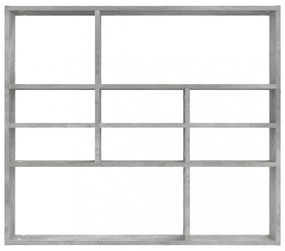 betonszürke szerelt fa fali polc 90 x 16 x 78 cm