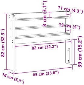 viaszbarna tömör fenyőfa fejtámla polcokkal 75 cm