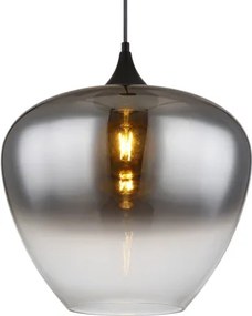 Globo 15548H2 Függeszték fém fekete matt, füstszínű/átlátszó színátmenetes üveg búra, fekete textil kábel, ø: 400mm, M: 1200mm, 1x E27 60W 230V izzó nélkül