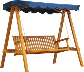 Outsunny 3-Fős Fa Kerti Hinta Napernyővel 210x130x185cm | Aosom