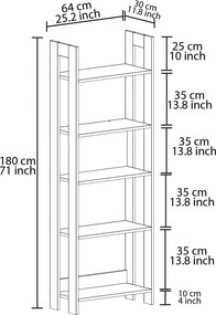 Country könyvespolc, tölgy, 64 cm