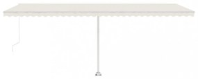 krémszínű kézzel kihúzható LED-es napellenző 600 x 300 cm