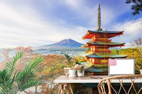 Öntapadó fotótapéta kilátással a Chureito pagodára és a Fuji-hegyre