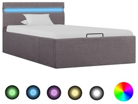 tópszínű szövet LED-es ágykeret hidraulikus tárolóval 100x200cm