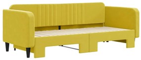 sárga kihúzható bársony heverő 90 x 200 cm