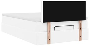 Ottomán ágykeret matraccal tiszta fehér 120x200cm műbőrrel