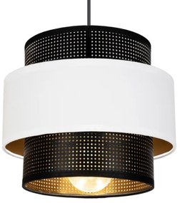 Csillár zsinóron NESS 2xE27/60W/230V á. 30 cm fekete/fehér