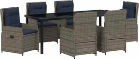 vidaXL Kert étkező szett 7 pcs Szürke Poli rattan