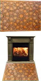 Kandalló Ablak Állvány Edzett Üveg Méret 52x30cm Grafika Mozaik