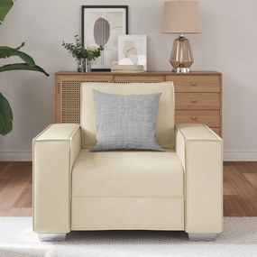 Krémszínű Fotel 59 cm Műbőrből