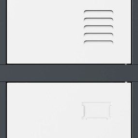 Fém öltözőszekrény 6 rekeszes IGOR, 900 x 1850 x 450 mm, antracit-fehér