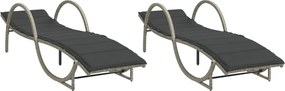 vidaXL 2 db világosszürke polyrattan napozóágy párnával