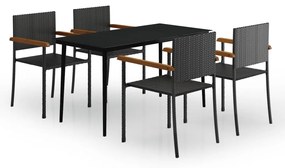 vidaXL 5 részes fekete kerti étkezőgarnitúra