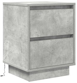 Betonszürke éjjeliszekrény LED-világítással 38x34x50 cm