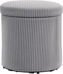 HOMCOM Kerek Tároló Puff, Velúrral Kárpitozott, Párnázott Ülés, Levehető Fedél, Előszobához, Hálószobába, nappaliba Ø40x41 cm Világosszürke | Aosom