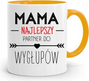 Sárga Bögre Megvan A Legjobb Partnerünk A Hülyéskedéshez, fényképes nyomtatással