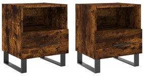 2 db füstös tölgy színű szerelt fa éjjeliszekrény 40x35x47,5 cm