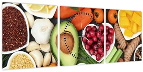 Kép - Egészséges ételek (órával) (90x30 cm)