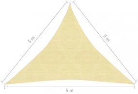 HDPE háromszögű napvitorla 5x5x5 m bézs