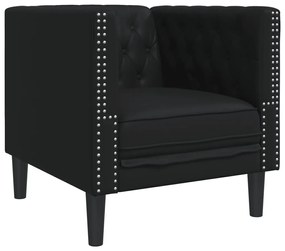 fekete műbőr Chesterfield kanapé