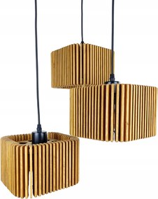 Modern függőlámpa tölgy lamellás hármas szett LKP3X20 négyzet