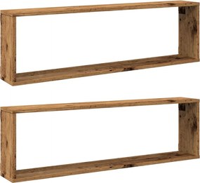 vidaXL 2 db antik fa színű szerelt fa fali kockapolc 100 x 15 x 30 cm