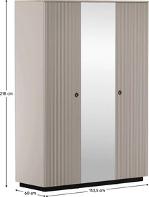 Szekrény tükörrel, szürkésbarna Taupe/silverjack tölgy, DOMCA 3D