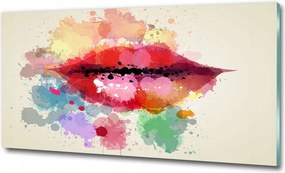 Fotó kép edzett üveg Színes száj 125x50