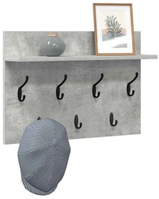 Fali Kabáthorog polcokkal Beton szürke 60 x 40 x 12 cm Faanyag