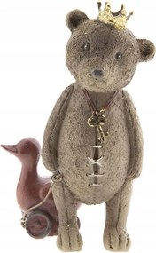 Dekoratív mackó figura arany koronával és kacsával zsinóron 13 cm