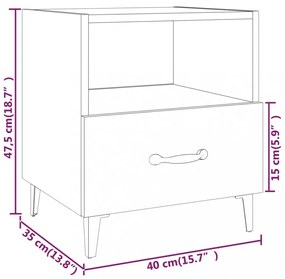 vidaXL 2 db magasfényű fehér szerelt fa éjjeliszekrény