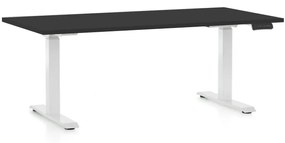 OfficeTech D állítható magasságú asztal, 160 x 80 cm, fehér alap, fekete