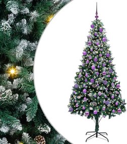 vidaXL Mű karácsonyfa 300 LED-del Zöld 210 cm PVC és Acél és Műanyag