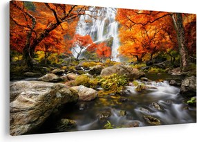 Kép - Vízesések őszi tájban, narancssárga (90x60 cm)