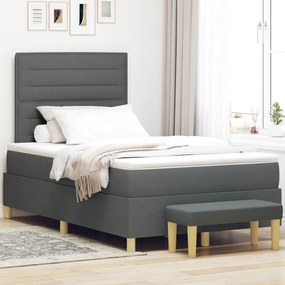 Box Spring Ágy matraccal és paddal Sötétszürke 120x190 cm Szövet