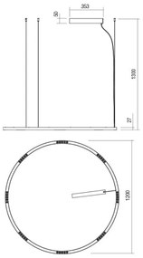Redo 01-2209 - LED Csillár zsinóron UNION LED/68W/230V 3000K átm. 120 cm arany