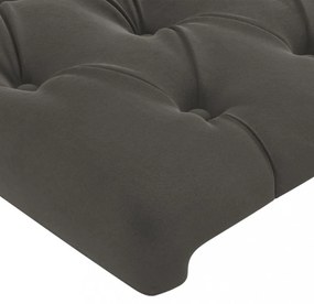sötétszürke bársony LED-es fejtámla 80x7x78/88 cm