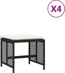 vidaXL 4 db fekete polyrattan kerti szék párnával 41 x 41 x 36 cm