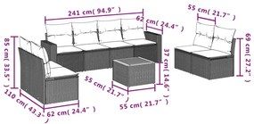 9 részes szürke polyrattan kerti ülőgarnitúra párnákkal