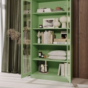 Üveges szekrény AMELIA, 900 x 1850 x 400 mm, Fresh Style: pasztellzöld