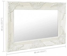 fehér barokk stílusú fali tükör 60 x 40 cm