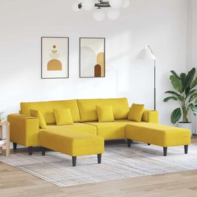 Bársony Kanapé párnával 3 pcs Sárga 208 cm Bársony