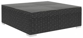 8-részes fekete polyrattan kerti bútorszett párnákkal